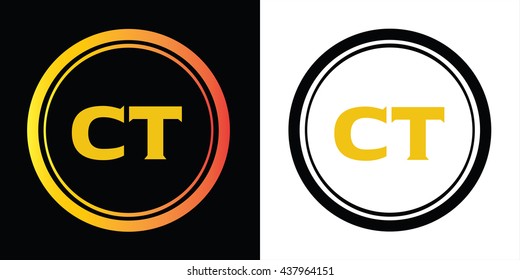 CT letters icon design template elements in abstract background logo, design identity in circle, alphabet letter