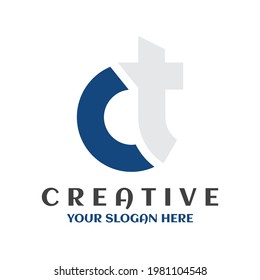 CT Logo, Initial Letter Logo Template, c + t Letter Logo