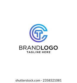 CT Logo, Initial Letter Logo Template, Letter C + Letter T Logo	