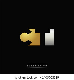CT Logo Letter with Modern Negative space and Gold combination silver color