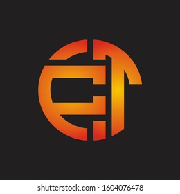 CT Logo monogram with cutting line style isolated on colors