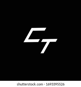CT logo monogram with up to down style modern design template isolated on black background