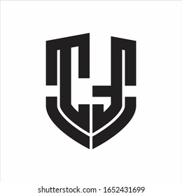 CT Logo monogram with emblem shield shape design isolated on white background