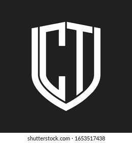 CT Logo monogram with emblem shield design isolated on black background