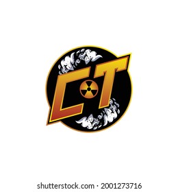CT Logo Monogram Gaming mit Gas Shape Designs Vorlage Vektorsymbol modern