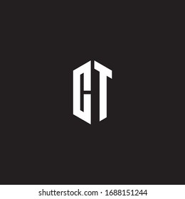 Monograma CU con diseño de estilo hexagonal aislado en fondo negro
