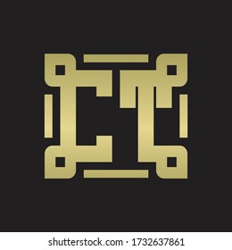 Monograma de logotipo CT con plantilla de diseño de arte de línea