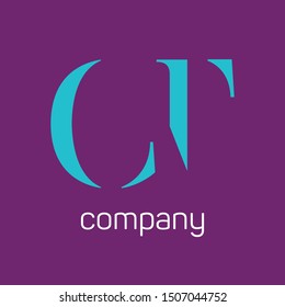 CT logo template. Company design. Momnogram letters C and T.