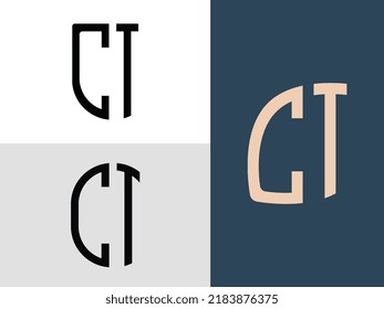 CT modern initial letter logo design vector bundle. It will be suitable for which company or brand name start those initial.