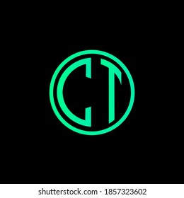 Diseño del icono de la letra CT MONOGRAM en fondo NEGRO.Carta creativa CT/C iniciales diseño del logo.
