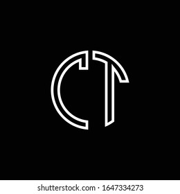 CT monogram logo circle ribbon style outline design template