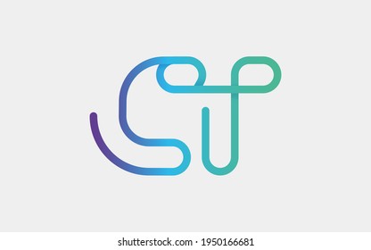 CT Monogram tech with a monoline style. Looks playful but still simple and futuristic. A perfect logo for your tech company or any futuristic design project. svg