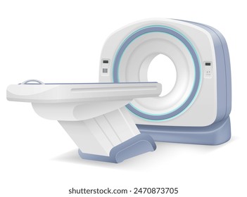 máquina del escáner de la rm de la tc para la investigación médica y la Ilustración vectorial de la detección de la enfermedad aislada en el fondo blanco
