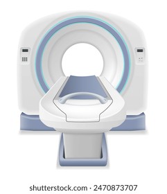 máquina del escáner de la rm de la tc para la investigación médica y la Ilustración vectorial de la detección de la enfermedad aislada en el fondo blanco