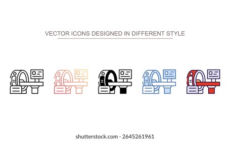 CT-Scan-Symboldesign mit weißem Hintergrund, Stockgrafik