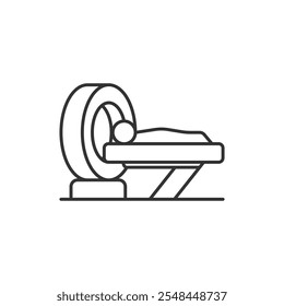 Ct Scan icon using a stethoscope on a white background.  Outline medical concept.