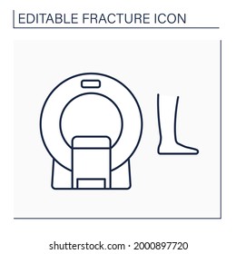 CT scan line icon. Computed tomography. Medical imaging technique used in radiology to get detailed images of bones.Healthcare concept. Isolated vector illustration. Editable stroke