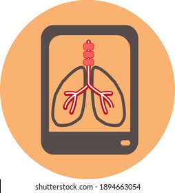 CT scan lungs icon in trendy flat style isolated on a peach background.CT scan lungs icon page symbol for your web site design  logo, app, UI. Vector illustration, EPS10.
