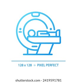 Ct scan pixel perfect gradient linear vector icon. Medical imaging. Radiology doctor. Healthcare service. Thin line color symbol. Modern style pictogram. Vector isolated outline drawing