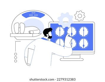 CT scan results abstract concept vector illustration. Doctor prepares report after CT scan, diagnostic procedures in hospital, computed tomography results, illness prevention abstract metaphor.