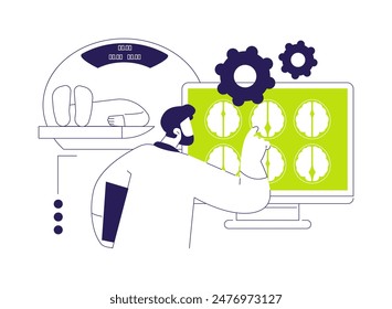 CT scan results abstract concept vector illustration. Doctor prepares report after CT scan, diagnostic procedures in hospital, computed tomography results, illness prevention abstract metaphor.