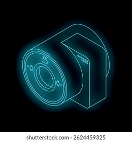 Ct scanner glowing on dark background, representing medical technology and innovation in healthcare