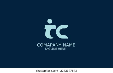 Diseño de logotipo inicial de carta CT o TC, plantilla de vector