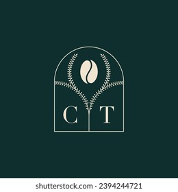 CT Unique and simple logo design combination of letters and coffee bean