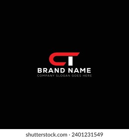 CT White Letter monogram Logo Design with Black Background. C T