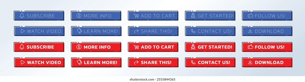 CTA Button. Flat design, call to action button collection. Suitable for many purposes.