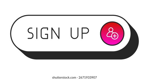 CTA button with text: Sign up, user, UI design.