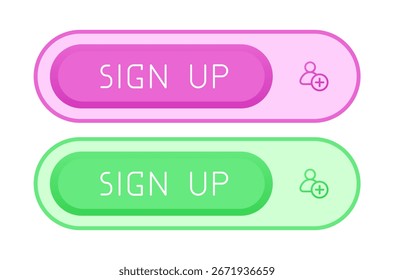 Botões CTA com texto: Inscreva-se, usuário, design de interface do usuário.