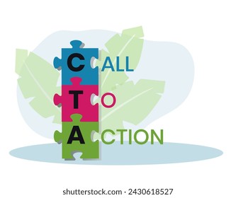CTA - Call To Action acronym. business concept background. vector illustration concept with keywords and icons. lettering illustration with icons for web banner, flyer, landing page