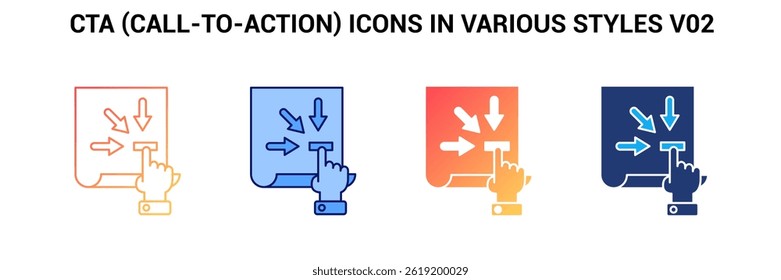 Icono de Cta representado por el símbolo de Cta Azul, degradado, doble tono, estilo de relleno.