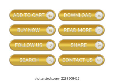 CTA vector golden buttons set.