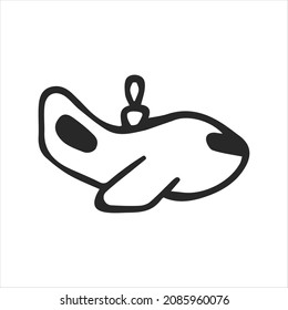 Cthristmas tree toy sign. Airplane decoration for the spruse. Outline. Flat style. Hand drawn. Doodle.