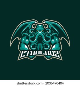 Cthulhu mascot logo design vector with modern illustration concept style for badge, emblem and t shirt printing. Cthulhu kraken illustration.