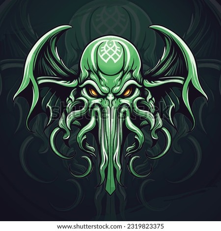 Cthulhu Mascot Logo: Illustration for Gaming and Sports - Modern Design Concept for Team Badges, Emblems, and T-Shirts Stock foto © 