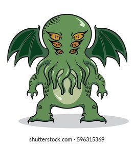 Cthulhu. Monstrous Cthulhu, isolated on white vector illustration