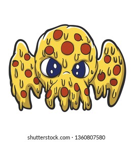 Cthulhu pizza cute - vector illustration