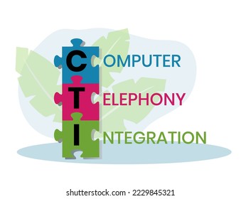 CTI - Computer Telephony Integration acronym, business concept. word lettering typography design illustration with line icons and ornaments. Internet web site promotion concept vector layout.