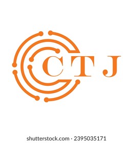 Diseño de letras CTJ. Diseño del logotipo de la tecnología de letras CTJ sobre fondo blanco. Diseño del logotipo del monograma CTJ para emprendedores y empresas