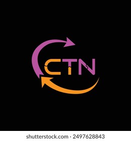CTN letter logo design on black background