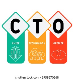 CTO - Chief Technology Officer acronym. business concept background.  vector illustration concept with keywords and icons. lettering illustration with icons for web banner, flyer, landing page
