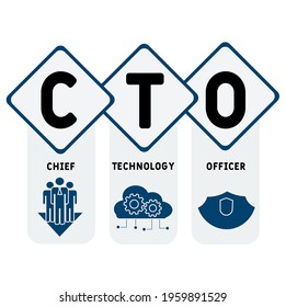CTO - Chief Technology Officer acronym. business concept background.  vector illustration concept with keywords and icons. lettering illustration with icons for web banner, flyer, landing page