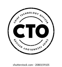 CTO Chief Technology Officer - executive-level position in a company whose occupation is focused on the scientific and technological issues, acronym text stamp concept background