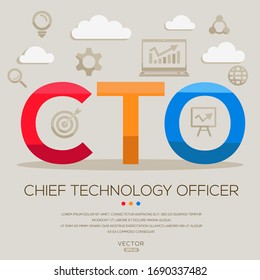  CTO mean (chief technology officer) ,letters and icons,Vector illustration.