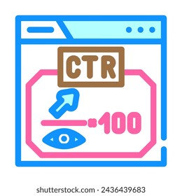ctr click through rate seo color icon vector. ctr click through rate seo sign. isolated symbol illustration