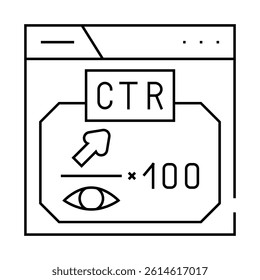 ctr click through rate seo line icon vector. ctr click through rate seo sign. isolated contour symbol black illustration