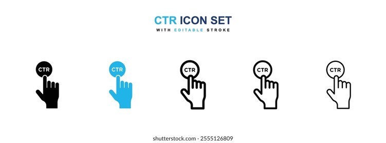 CTR icon collection in black and blue colors